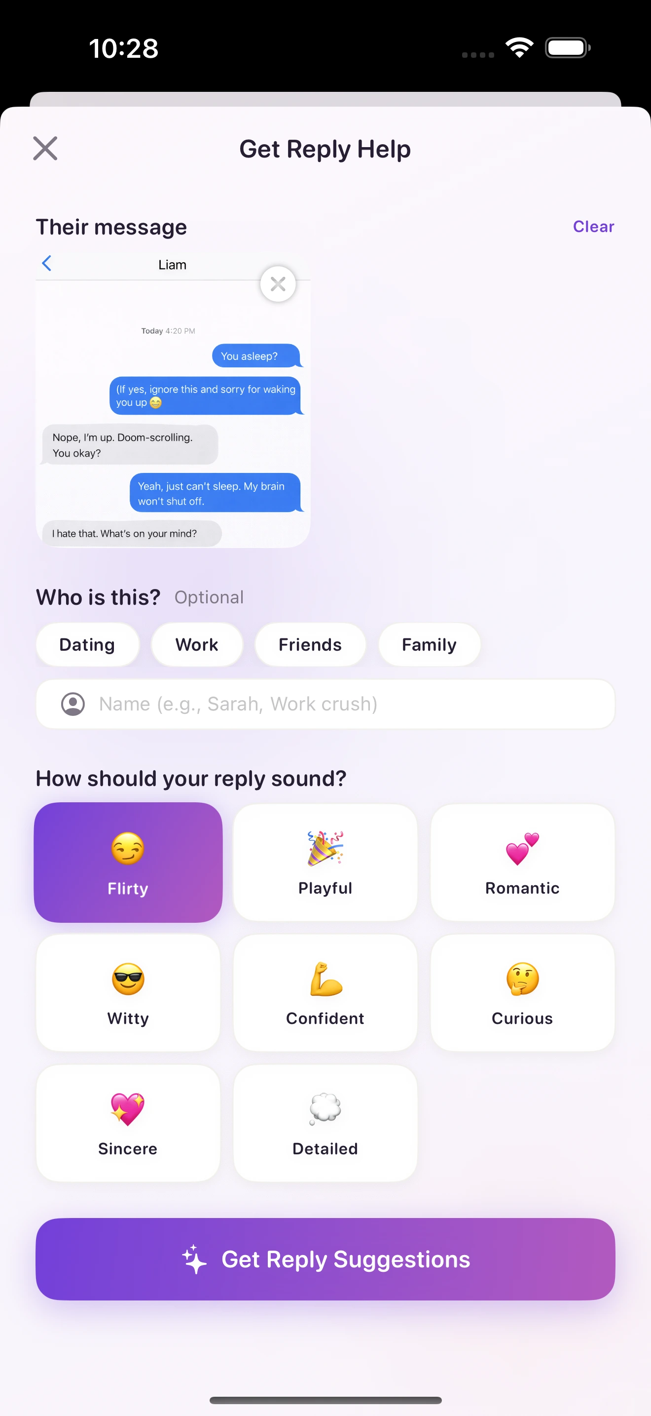 Paste a message into TextVibe